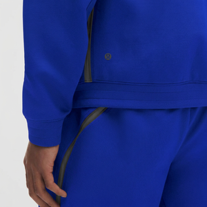 Unisex Blue Fleece <b>Track</b> <b>Jacket</b> Custom Collar Zipper Closure Sporty Style Winter Wear Regular Fit Knitted Polyester Material - Product Image 3