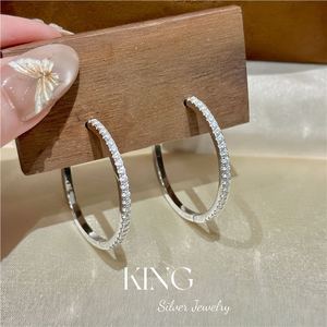 KING Silver Hoop Earrings S925 Full Diamond Channel Setting Everyday Wear - Product Image 1