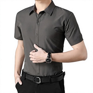 Camisa Formal Personalizada con Logotipo para Hombre, Manga Corta, Botones de Cuerno, Color Sólido, 100% Algodón Satinado, Ecológica, de Secado Rápido y Transpirable - Product Image 1