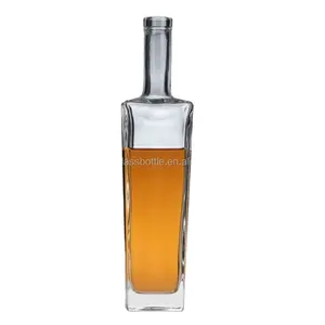 Bouteille de luxe en verre à liqueur 500 Ml, bouchon en verre, vide, transparent, personnalisé, bouteille de cognac de vin Xo 500 Ml