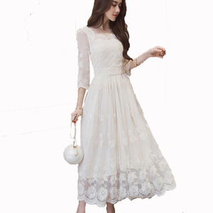 Nuovo abito da donna in pizzo bianco è un abito lungo elegante abiti da donna abiti <span class=keywords><strong>estivi</strong></span> per le donne - Product Image 1