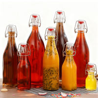 Bouteille en verre ronde vide pour jus de fruits, lait, boissons, 750 ml, 1000 ml, avec couvercle à rabat