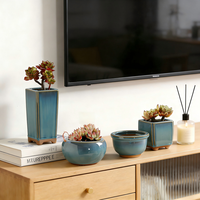 Pot de fleurs en céramique simple pour la maison, idéal pour les plantes succulentes, pot décoratif pour bonsaï