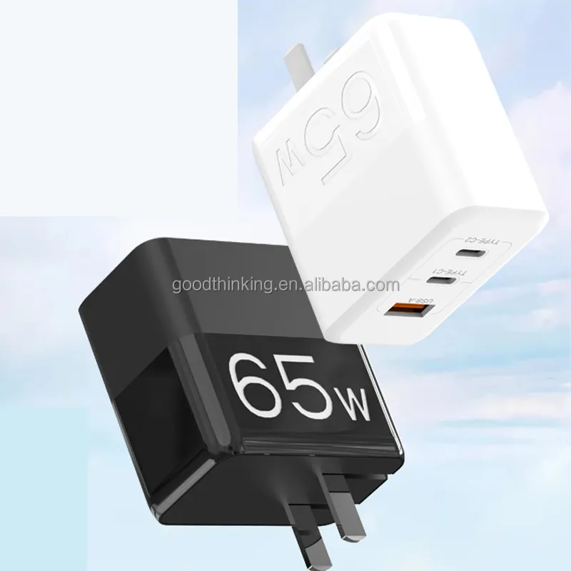 Fast charger PD 65W Customization logo GaN mobile phone 3 charging port type c multiple usb wall charger