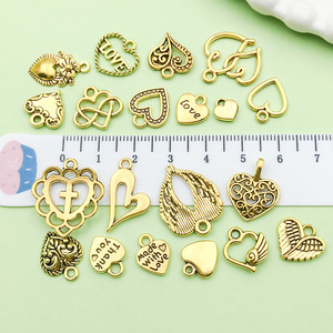 จี้รูปหัวใจสีทองโบราณ อุปกรณ์ทำเครื่องประดับ DIY โลหะผสมสังกะสีชุบ  จี้รูปหัวใจแทนคำขอบคุณ สำหรับทำสร้อยข้อมือและสร้อยคอ - Product Image 3