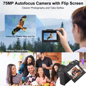 Appareil photo numérique 5k 75MP avec WiFi et écran de 3 pouces 180° °   Caméra de vlog à écran rabattable et autofocus pour YouTube, caméra de poche - Product Image 3