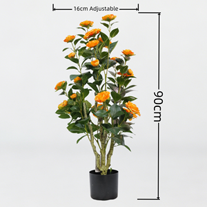 수제 인조 카멜리아 나무 화분 장식, 거실, 상점, 사무실용 실내 장식품 - Product Image 4