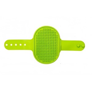 Peigne en silicone pour animaux de compagnie, forme d'arc, jaune vert, brosse de massage, outil d'élimination des poils - Product Image 1
