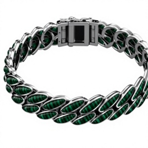 Orelia Iuxe <b>Silver</b> Enamel Cuban Link Hiphop <b>Bracelet</b> Multicolor Oval Moissanite Inlay Chain <b>Bangle</b> for Party Gift - Product Image 4
