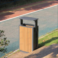 Poubelle commerciale avec poubelles en bois en plastique WPC 45L avec poubelle verrouillée pour espace public