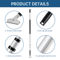 Grattoir télescopique extensible en aluminium avec lames supplémentaires pour enlever la peinture, la colle, les taches, outil de nettoyage