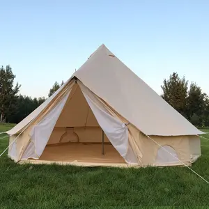 100% 防水棉帆布 Glamping 贝尔帐篷与圆雨篷