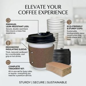 Gobelets en papier compostables personnalisés imprimés, 4oz-16oz, pour boissons chaudes, contenants alimentaires, double paroi, biodégradables, vente en gros - Product Image 3