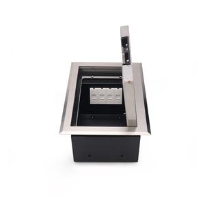 SS304 Safe Closing Floor Socket Box with <b>Ethernet</b> and Power Ports for Conference Systems - Product Image 4