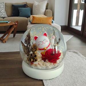 AM-PFA57 Ammy Saint Valentin Préservé Fleur <span class=keywords><strong>Maneki</strong></span> <span class=keywords><strong>Neko</strong></span> Mini Dôme En Verre <span class=keywords><strong>Rose</strong></span> <span class=keywords><strong>Maneki</strong></span> <span class=keywords><strong>Neko</strong></span> Dôme En Verre Cadeau De Noël - Product Image 1
