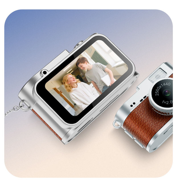 Brown Retro Mini Digital Camera 1.47 Inch IPS Screen 2K HD Vlog Recorder With CE ROHS Certified for Kids and Students