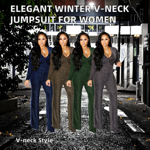Mono elegante de moda para mujer, superventas, de otoño, liso, casual, con cuello en V, botones, fajas, diseño hueco y tela con hilo dorado y plateado - Product Image 2