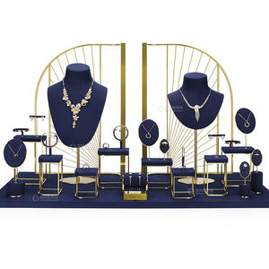 Ensemble de présentoirs à bijoux en métal de haute qualité, présentoirs à bijoux en velours de luxe fabriqués en usine, présentoirs à bijoux personnalisés pour vitrine de magasin - Product Image 4