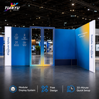 Stand d'exposition TIANYU, structure modulaire en aluminium, graphismes en tissu pour stand de salon professionnel, branding, événements commerciaux et d'entreprise
