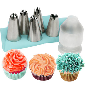 Seamless Piping Tip Set 7-Piece Stainless Steel Rose Cookie Butter Piping Tips Reusable Cake Decorating Supplies - Product Image 1