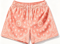 Shorts de plage en maille à imprimé cachemire pour hommes, avec cordon de serrage et taille élastique, décontractés, pour la natation et les vacances