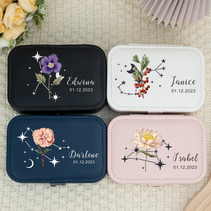 Caja de Joyería Portátil de Cuero PU con Logotipo Personalizado, para Anillos, Aretes y Collares, Caja de Almacenamiento y Exhibición de Joyería de Viaje - Product Image 1