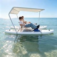 Bateau à pédales gonflable commercial personnalisé pour 2 adultes avec auvent pare-soleil pour l'extérieur, la mer et les rivières