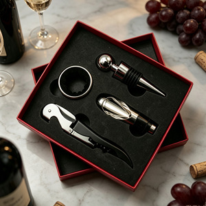 Juego de utensilios para vino, 4 piezas, abridor, vertedor, tapón, anillo para servir vino, estilo sencillo - Product Image 2