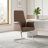 Chaises de bureau en cuir véritable brun de style moderne pour les salles de conférence et les réunions, sans roulettes