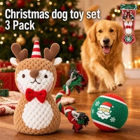 Ensemble de jouets en peluche pour chien de Noël – Balle à nœuds résistante aux morsures avec son et poupée de puzzle pour le nettoyage des dents – Cadeau de Noël idéal pour les chiens