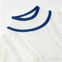 Robe pull moulante en maille torsadée pour femme, col montant, manches mi-longues, avec bordure colorée, broderie logo personnalisée OEM, grandes tailles