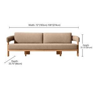 Mediterranean Style Vertical Teak Slat <b>Outdoor</b> <b>Sofa</b> Translucent Airy Design Garden Lounge Couch for Villa Projects - Product Image 2
