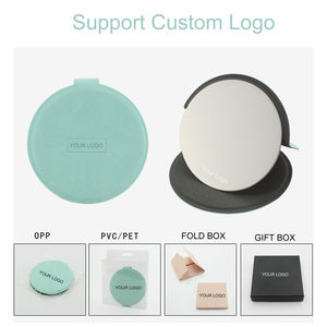 मौरी उच्च गुणवत्ता वाले फोल्डिंग सफेद pu चमड़े की जेब दर्पण कस्टम लोगो पोर्टेबल स्थायी यात्रा पु कॉम्पैक्ट दर्पण - Product Image 2