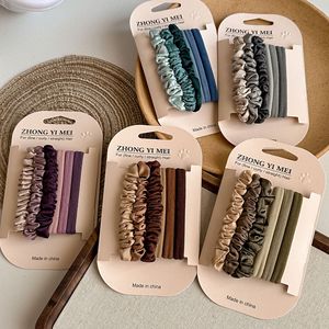 Bán Buôn Satin Scrunchies Set Thời Trang Hàn Quốc Phong Cách Phụ Nữ Tóc Đàn Hồi Ban Nhạc Tùy Chỉnh Tóc Scrunchies Với Logo - Product Image 1