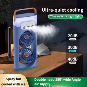 Dual-Head Spray Fan With Humidifier And <b>Night</b> <b>Light</b> Portable USB Powered Office Desktop Air Circulator White - Product Image 4