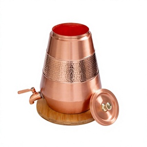 Pure Copper <b>Water</b> Dispenser <b>with</b> Stand & <b>Tap</b> Handcrafted Hammered Ayurvedic <b>Water</b> Storage <b>Container</b> for Home Dining - Product Image 1