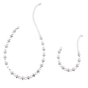 Studded Spike Chain Necklace <b>Bracelet</b> <b>Set</b> Zinc Alloy Geometric Fashion Jewelry Unisex Streetwear Accessory - Product Image 5