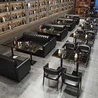 Combinaison de chaise de table de canapé à double carte en cuir moderne pour l'extérieur Restaurant occidental Café pour magasin de thé au lait Fer de bar transparent