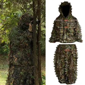 Hunting Outdoor Ghillie Suit Woodland Camo Clothing 3D Training Leaves Clothing jungle Hunting Suit