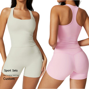 Nouveau Running <span class=keywords><strong>Fitness</strong></span> Set Compression Gilet Taille Haute Butt Lifting Shorts Workout Costumes Gym Vêtements Ensembles pour Femmes Yoga Set - Product Image 1