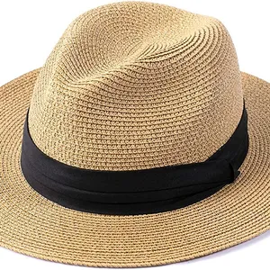 큰 테두리 파나마 밀짚 모자 넓은 테두리 UV 모자 UPF strawl 모자