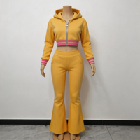 Ensemble de survêtement femme automne en molleton French Terry, sweat à capuche zippé et pantalon, color block, coton élasthanne, style Y2K tendance, 2 pièces, logo personnalisé