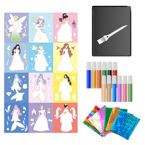 4In1戳艺术贴纸刮花画公主艺术水彩画创意儿童益智玩具布艺套装 - Product Image 3