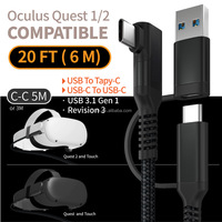 Cable de Conexión para Auriculares VR, Negro, Trenzado de Nailon, 3m/5m, Tipo-C, Conductor de Cobre Puro, Carga Rápida de 3A, para Uso con 2 Cámaras