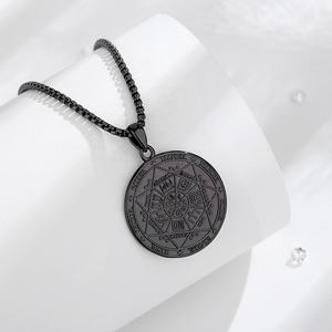 Mode bijoux religieux fins sceau de sept archanges en argent sterling 925 collier pendentif plaqué or 18 carats pour hommes ou femmes - Product Image 3