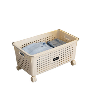 Yinco Laundry <b>Basket</b> Large Capacity With Wheels For Bathroom Clothes <b>Storage</b> <b>Rectangular</b> Design - Product Image 5