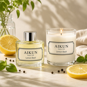 AIKUN Best Gifts Glass Scented Candle Home Customized Package Air Freshener Soy Wax Fireless <b>Reed</b> <b>Diffuser</b> Sets - Product Image 3