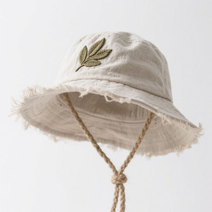Custom Embroidery Logo Casual <strong>Bucket</strong> <strong>Hat</strong> Wholesale Cotton Vintage Distressed Brim With Adjustable Hemp Rope Fisherman <strong>Hat</strong> - Product Image 3