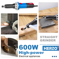 Meuleuse droite électrique HERZO 600W, mini, filaire, qualité DIY, 220V, outil de meulage portatif, 10000-31000 tr/min