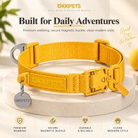 Collier pour chien OKKPETS avec logo personnalisé, collier pour animal de compagnie en nylon réglable avec anneau en D, collier pour chien avec boucle à dégagement rapide magnétique